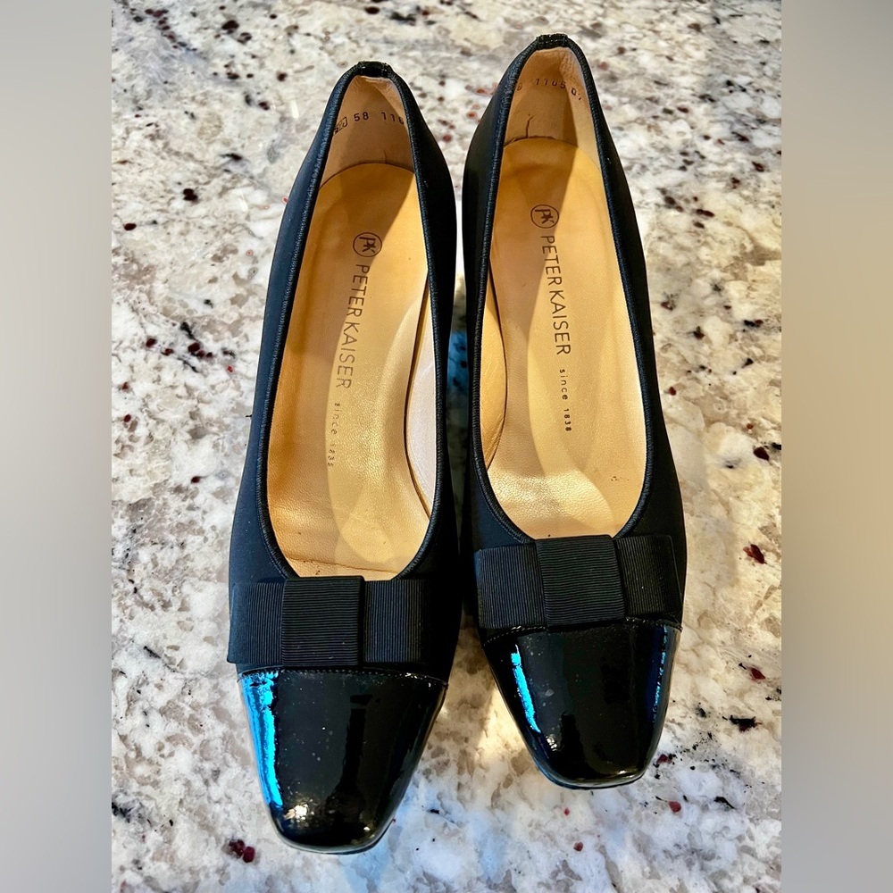 Peter Kaiser Black Square Toe Block Heel‎ Pumps Size 5.5